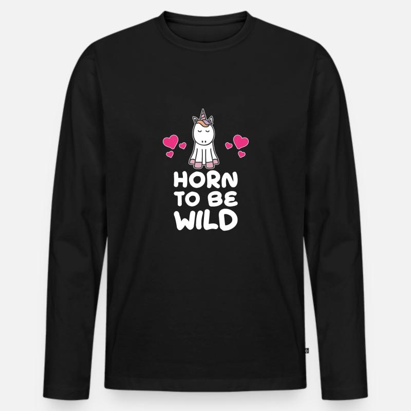 Einhorn - Männer Premium Bio Langarmshirt - Schwarz