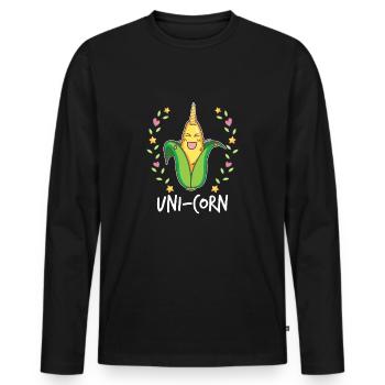 Mais - Männer Premium Bio Langarmshirt - Schwarz - Vorne - Nico (187cm)