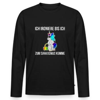 Licorne disant ironie Funny cadeau cadeau pipi - T-shirt manches longues Premium bio Homme - noir - Devant - Nico (187cm)