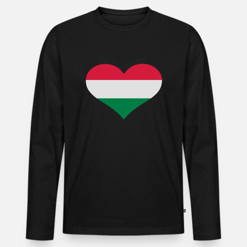 Ungarn - Männer Premium Bio Langarmshirt - Schwarz