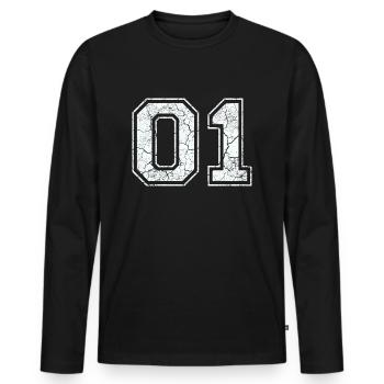 01 dans blanc in Used Look - T-shirt manches longues Premium bio Homme - noir - Devant - Nico (187cm)