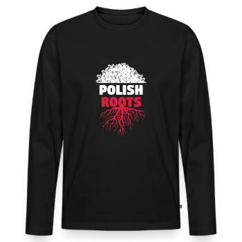 Poland roots tree - Men's Premium Organic Long Sleeve Shirt - black - Front - Nico (187cm)