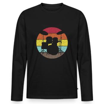 Drums Schlagzeug Vintage distressed - Männer Premium Bio Langarmshirt - Schwarz - Vorne - Nico (187cm)