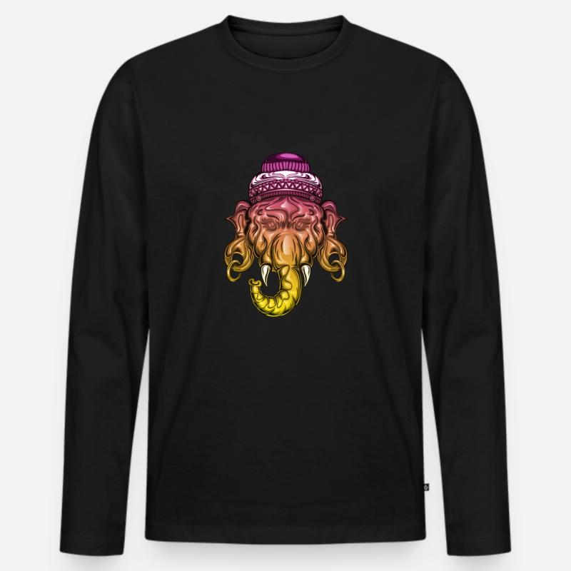 Goa Ganesha - Männer Premium Bio Langarmshirt - Schwarz