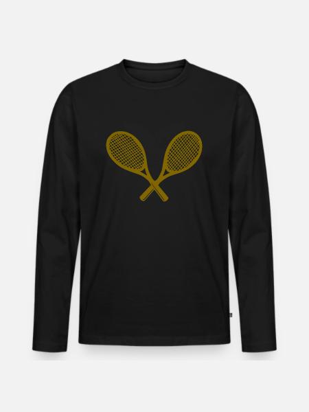 Tennisschläger - Männer Premium Bio Langarmshirt - Schwarz