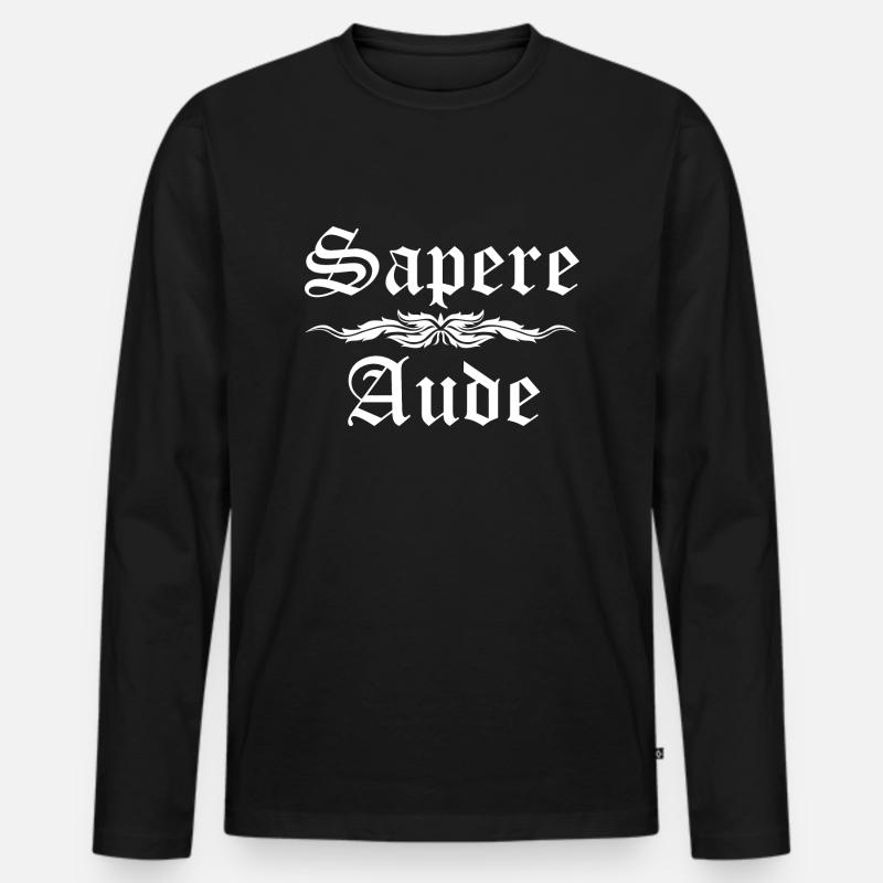Sapere Aude - lateinisches Sprichwort - Männer Premium Bio Langarmshirt - Schwarz