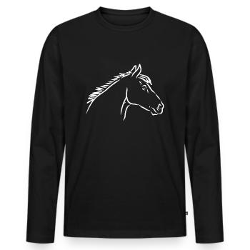Pferdekopf weiss - Männer Premium Bio Langarmshirt - Schwarz - Vorne - Nico (187cm)