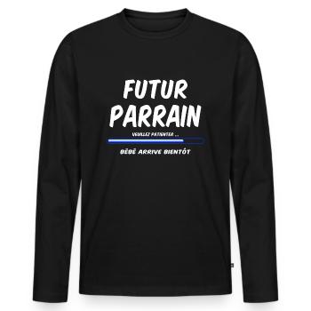 Futur parrain - T-shirt manches longues Premium bio Homme - noir - Devant - Nico (187cm)