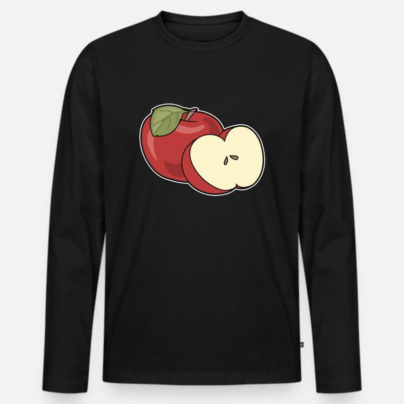 Apfel - Männer Premium Bio Langarmshirt - Schwarz