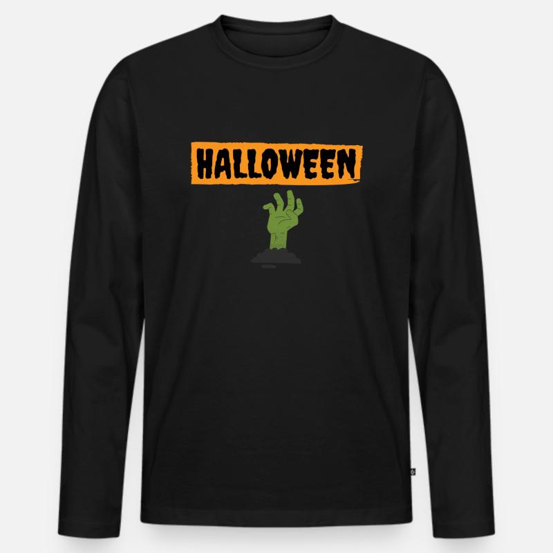 Halloween Haupt - Männer Premium Bio Langarmshirt - Schwarz