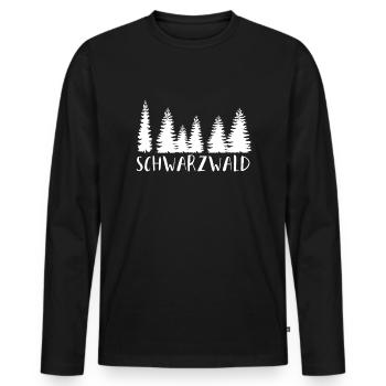 Schwarzwald | Gebirge | Wandern | Urlaub - Männer Premium Bio Langarmshirt - Schwarz - Vorne - Nico (187cm)