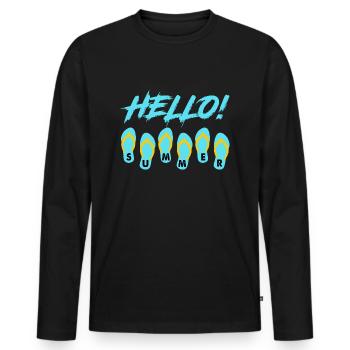 Hello Summer funny sayings summer holiday - Men's Premium Organic Long Sleeve Shirt - black - Front - Nico (187cm)