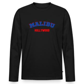 MALIBU hollywood - T-shirt manches longues Premium bio Homme - noir - Devant - Nico (187cm)