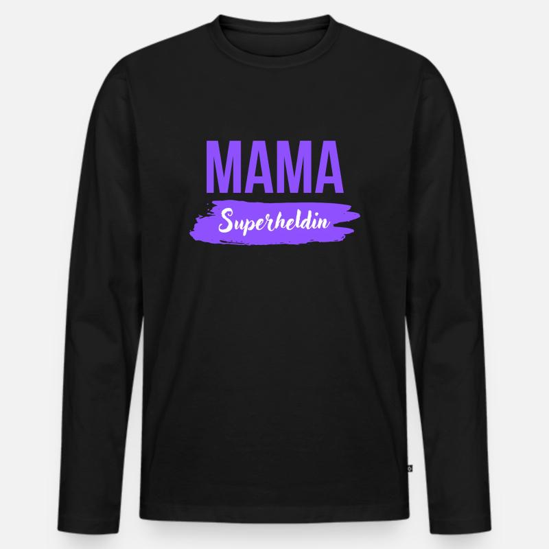 Mama Superheldin - Männer Premium Bio Langarmshirt - Schwarz