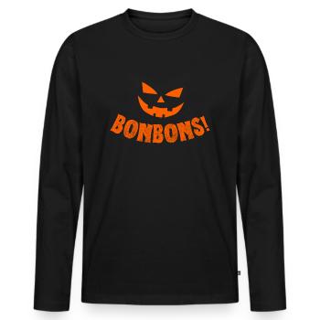Bonbons Halloween - T-shirt manches longues Premium bio Homme - noir - Devant - Nico (187cm)