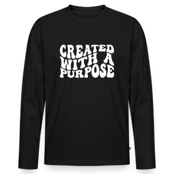 Created with a Purpose - Männer Premium Bio Langarmshirt - Schwarz - Vorne - Nico (187cm)