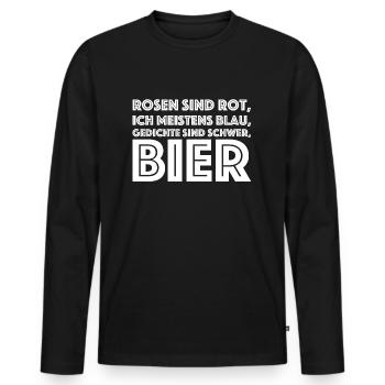 Rosen sind rot | Gedicht, Bier, lustige Sprüche - Männer Premium Bio Langarmshirt - Schwarz - Vorne - Nico (187cm)