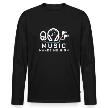 music - T-shirt manches longues Premium bio Homme - noir - Devant - Nico (187cm)