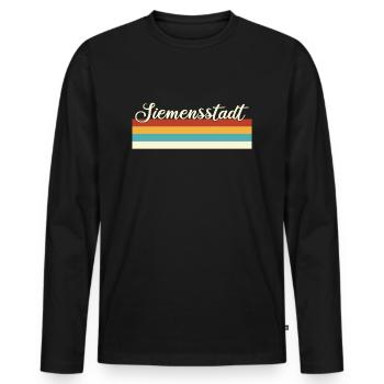 Siemensstadt - Spandau - Berlin - Retro - Vintage - Männer Premium Bio Langarmshirt - Schwarz - Vorne - Nico (187cm)