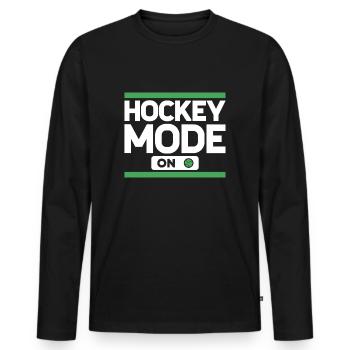 Hockey Mode On Hockey Player Field Hockey - Men's Premium Organic Long Sleeve Shirt - black - Front - Nico (187cm)