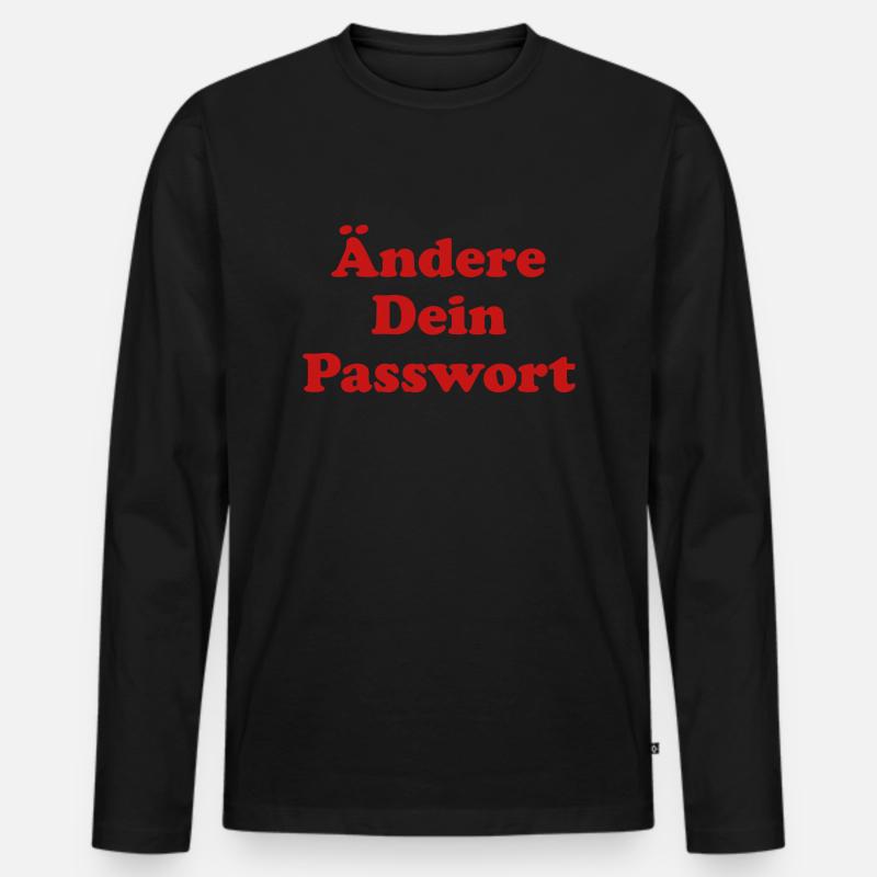 Ändere Dein Passwort! - rot - Männer Premium Bio Langarmshirt - Schwarz