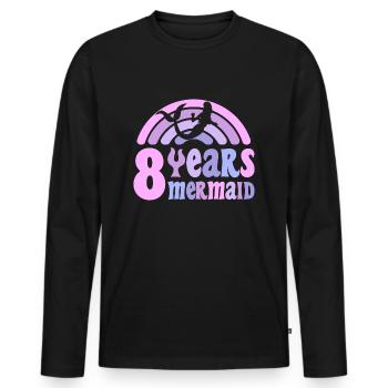 8 Anniversaire Fille 8 ans Sirène - T-shirt manches longues Premium bio Homme - noir - Devant - Nico (187cm)