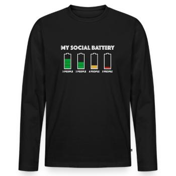 Ma batterie sociale | drôles de dictons, famille - T-shirt manches longues Premium bio Homme - noir - Devant - Nico (187cm)