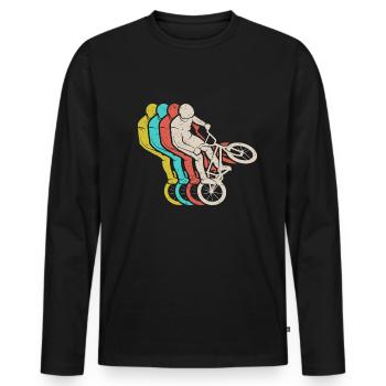 BMX Rider Vélo Enfants Garçons Vélo BMX - T-shirt manches longues Premium bio Homme - noir - Devant - Nico (187cm)