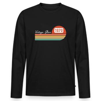 Vintage Glam 1970s Art - T-shirt manches longues Premium bio Homme - noir - Devant - Nico (187cm)