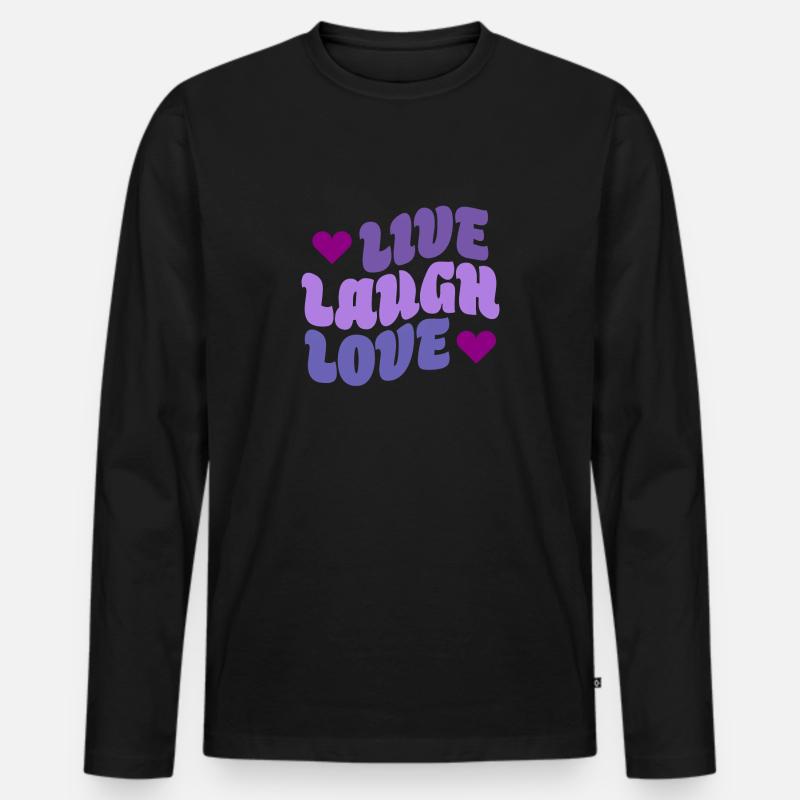 Live Laugh Love - Männer Premium Bio Langarmshirt - Schwarz