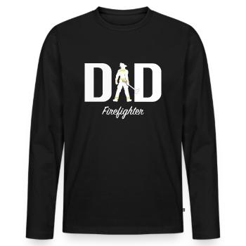 Papa pompier - T-shirt manches longues Premium bio Homme - noir - Devant - Nico (187cm)