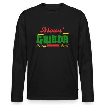 Moun Gwada pa ka domi png - T-shirt manches longues Premium bio Homme - noir - Devant - Nico (187cm)