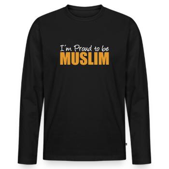 I´m Proud to be Muslim - Moslem - Muslime - Männer Premium Bio Langarmshirt - Schwarz - Vorne - Nico (187cm)