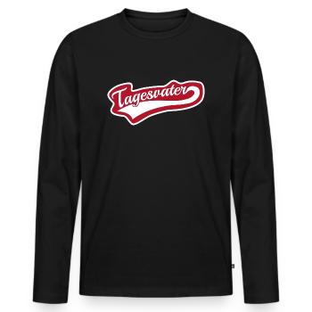Tagesvater swoosh Schriftzug - Männer Premium Bio Langarmshirt - Schwarz - Vorne - Nico (187cm)