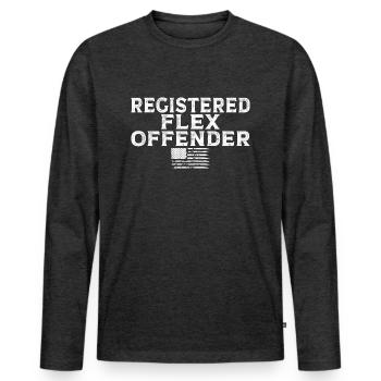 Funny Registered Flex Offender Bodybuilding - Men's Premium Organic Long Sleeve Shirt - heather anthracite - Front - Nico (187cm)