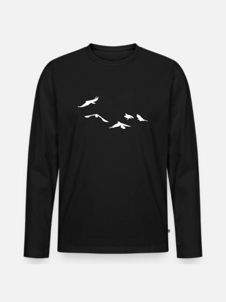 White birds - Men's Premium Organic Long Sleeve Shirt - black