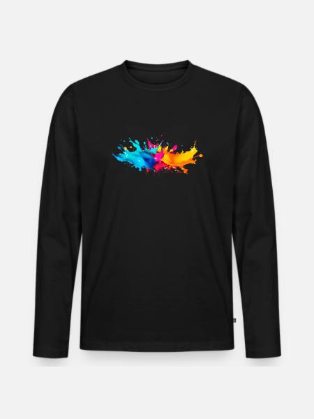 Explosion de Peinture - T-shirt manches longues Premium bio Homme - noir