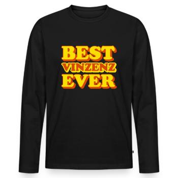 Vinzenz First Name Funny Gift - Men's Premium Organic Long Sleeve Shirt - black - Front - Nico (187cm)