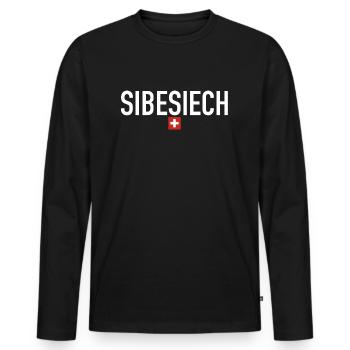Sibesiech | Schweiz, Sprichwort, Fondue, Skifahren - Männer Premium Bio Langarmshirt - Schwarz - Vorne - Nico (187cm)
