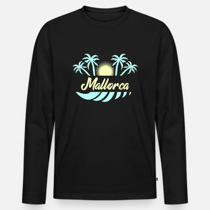 mallorca 02 - Männer Premium Bio Langarmshirt - Schwarz