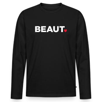 Beauté - T-shirt manches longues Premium bio Homme - noir - Devant - Nico (187cm)