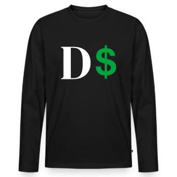 Dollar-Buchstabe - Männer Premium Bio Langarmshirt - Schwarz - Vorne - Nico (187cm)