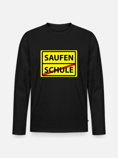 schule saufen - Männer Premium Bio Langarmshirt - Schwarz