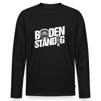 BODENSTÄNDIG - Männer Premium Bio Langarmshirt - Schwarz - Vorne - Nico (187cm)