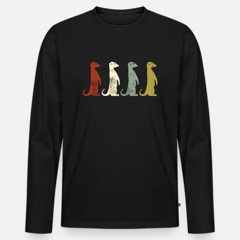 Erdmännchen Retro Style Geschenk - Männer Premium Bio Langarmshirt - Schwarz