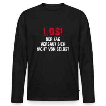 Come on! The day does not mess up by itself - Men's Premium Organic Long Sleeve Shirt - black - Front - Nico (187cm)
