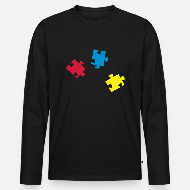 puzzle_teile_tk3 - Männer Premium Bio Langarmshirt - Schwarz