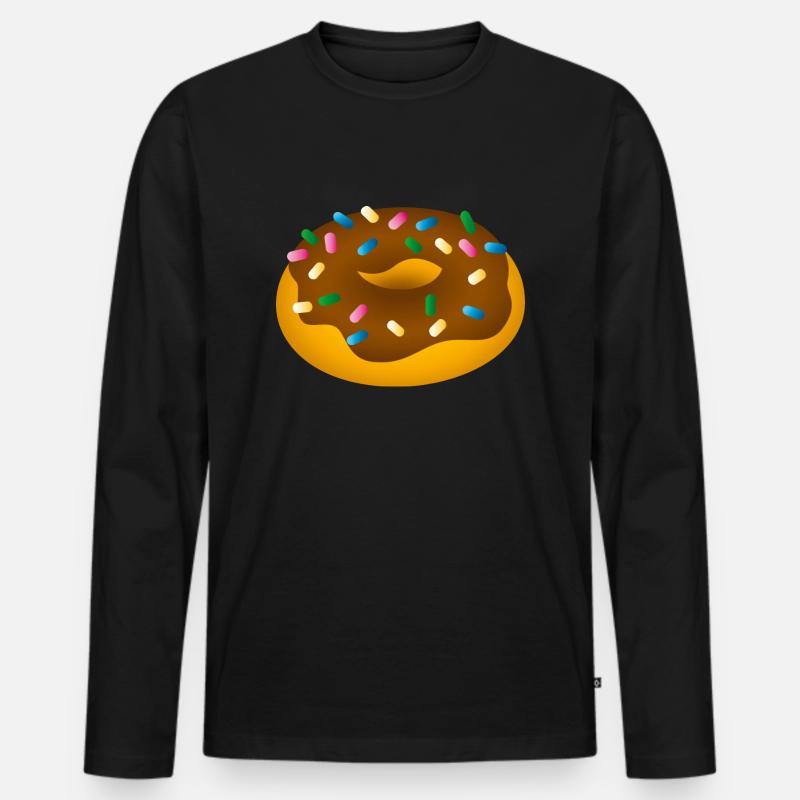 Smiley Donut - Männer Premium Bio Langarmshirt - Schwarz