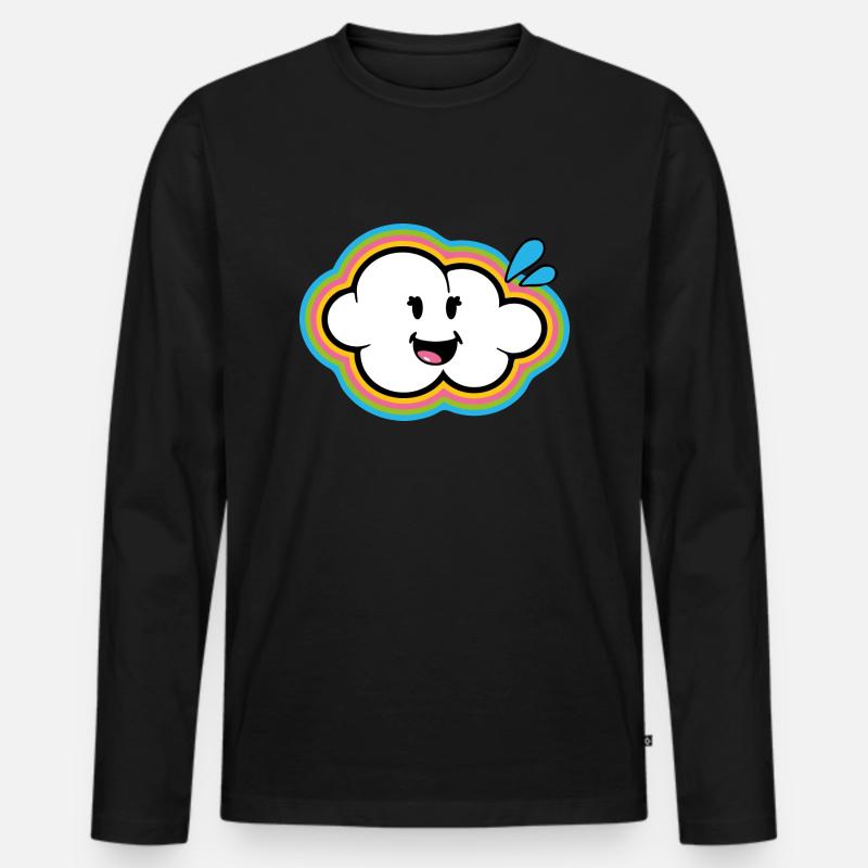 Smiley Kawaii Cloud - Männer Premium Bio Langarmshirt - Schwarz