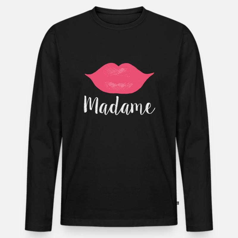 Madame Lips Big white - Männer Premium Bio Langarmshirt - Schwarz